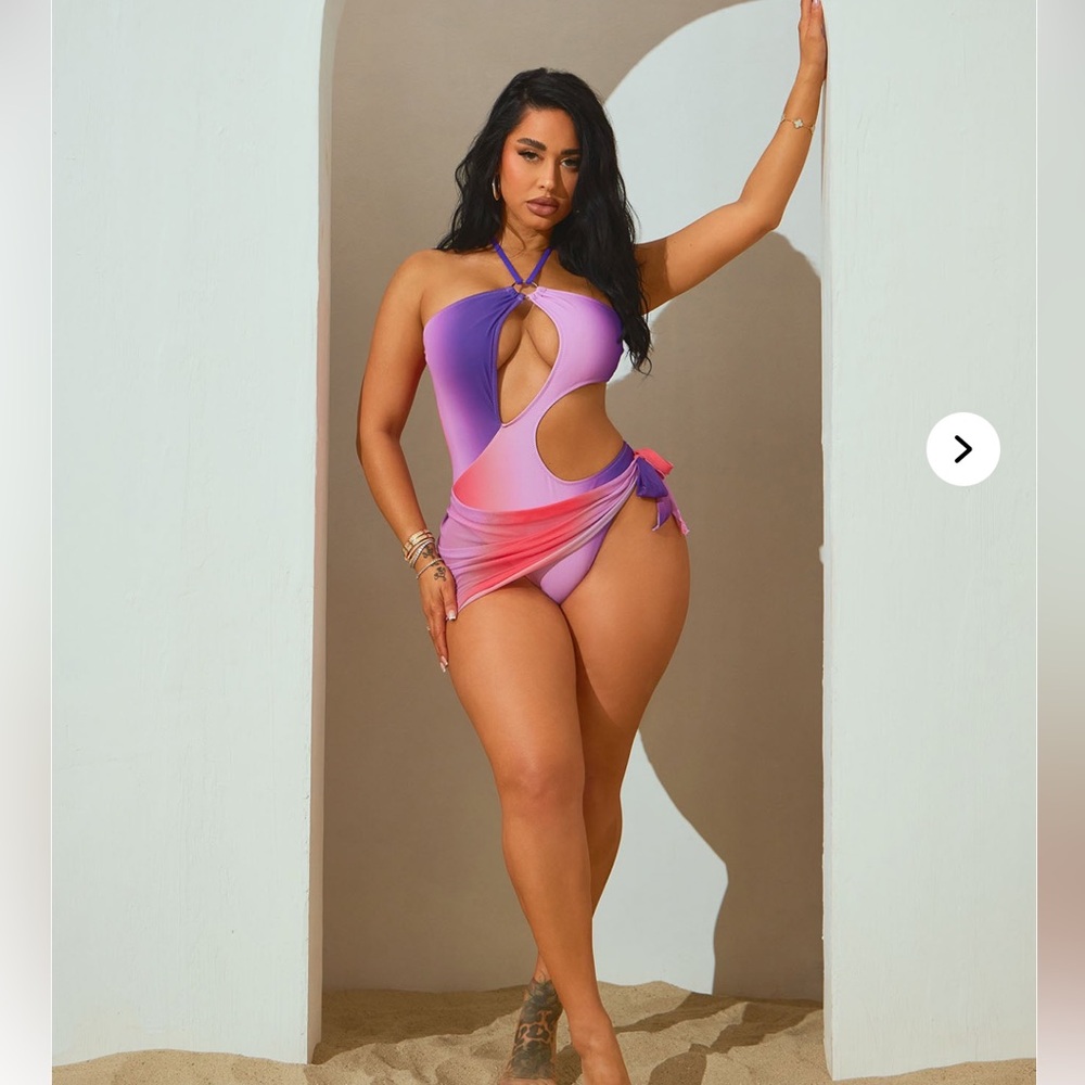 Cutout Swimsuit ‘Summer Oasis Cutout 1 Piece Swimsuit Set - Purple/combo’